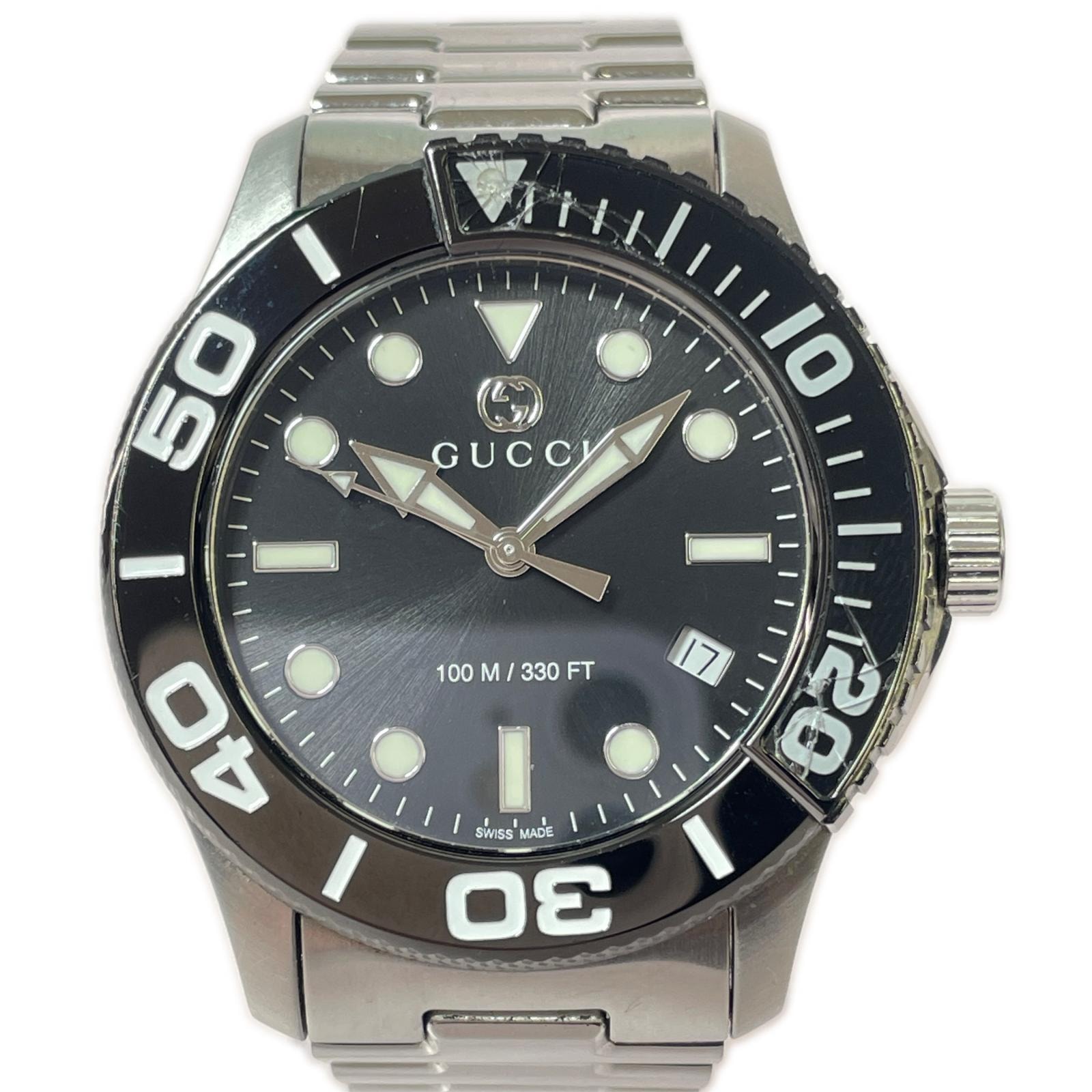 GUCCI グッチ G-TIMELESS ダイバー メンズ クォーツ 腕時計 ベゼル割れ有 現状渡し YA126279