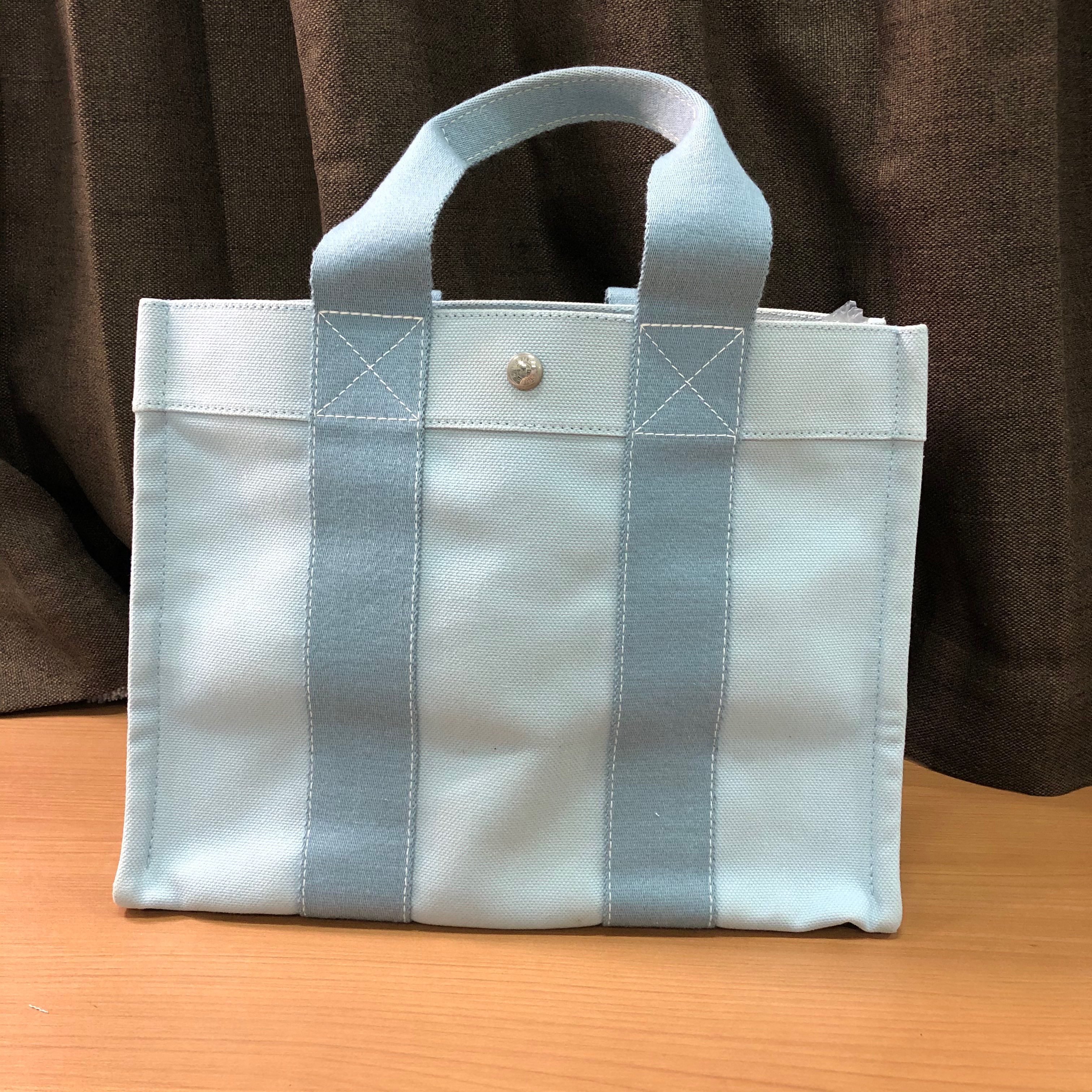 Hermes Borabora MM Canvas Tote "Blue"