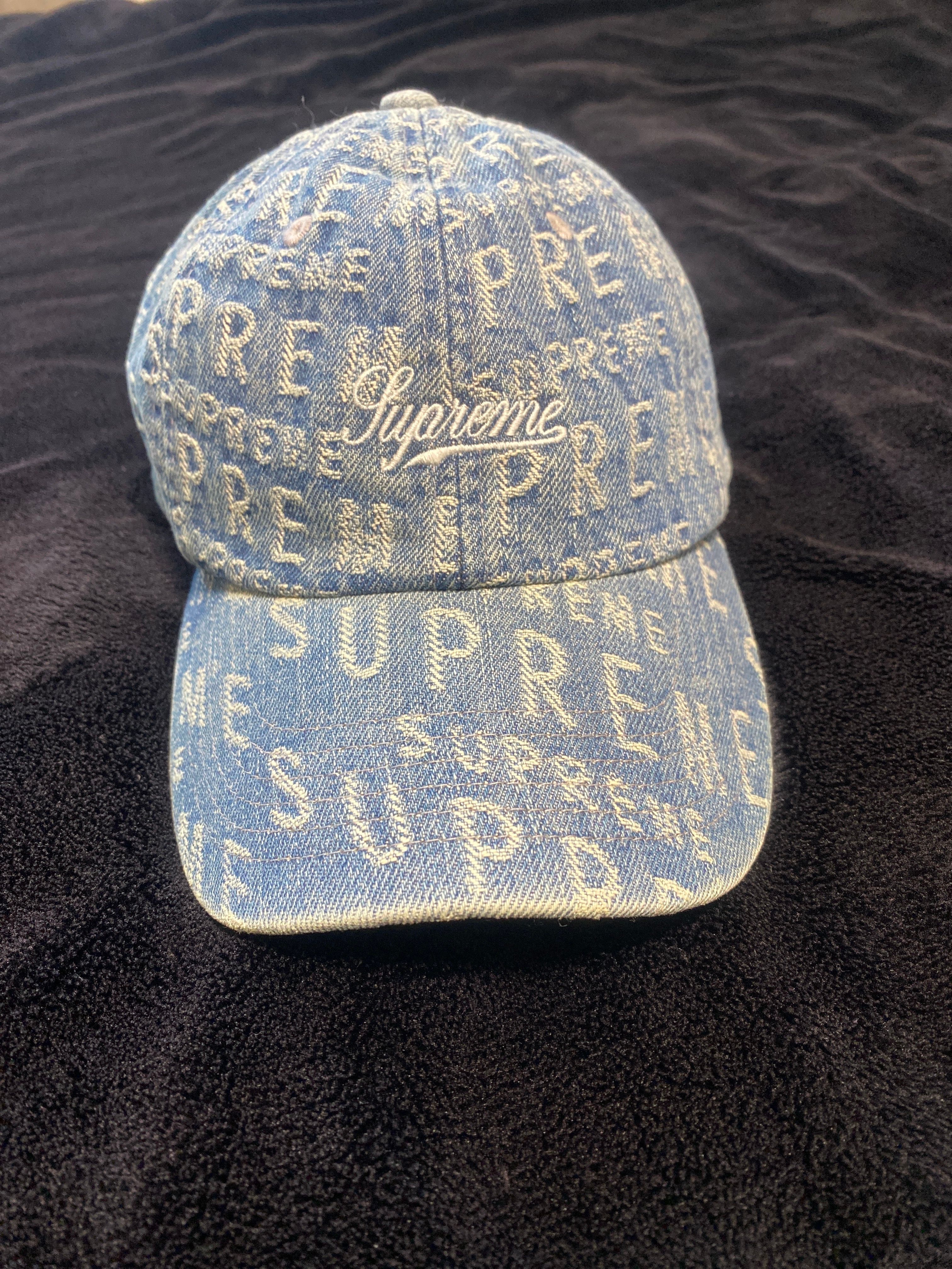 Supreme Warp Jacquard Logos Denim 6-Panel "Blue"