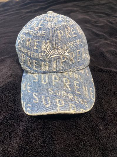 Supreme Warp Jacquard Logos Denim 6-Panel "Blue"