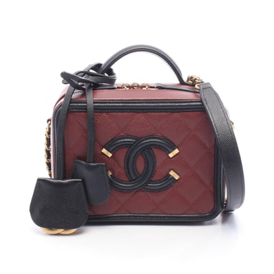 シャネル CHANEL CCフィグリー スモール バニティバッグ 2WAY ショルダーバッグ バッグ キャビアスキン(グレインドカーフ) レディース ボルドー系 / ブラック系 A93342 【中古】