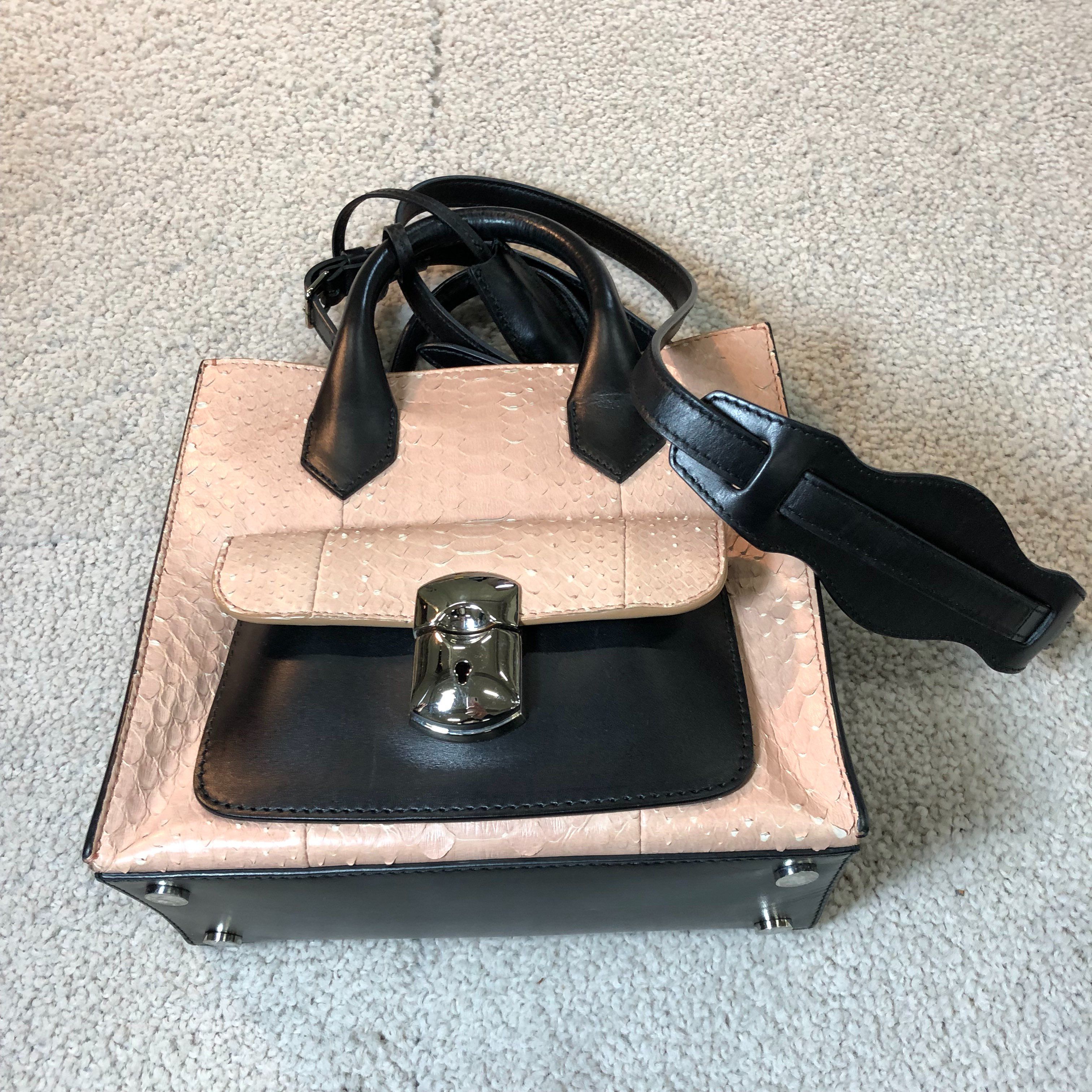 Balenciaga Padlock All Afternoon Leather Python 2WAY Hand Bag