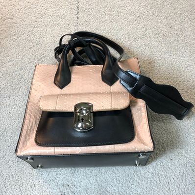 Balenciaga Padlock All Afternoon Leather Python 2WAY Hand Bag