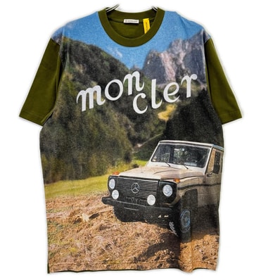 モンクレール 【GENIUS】×MERCEDES-BENZ BY NIGO 25SS SS T-SHIRT カーキ コットン アーカイブフォトプリント Tシャツ L