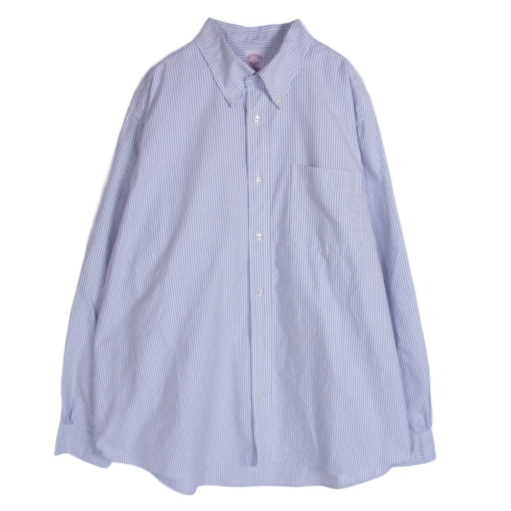 Brooks Brothers ブルックスブラザーズ 長袖シャツ オックスフォード ボタンダウン キャンディストライプ 長袖 フライデー シャツ ライトブルー系 XL【中古】