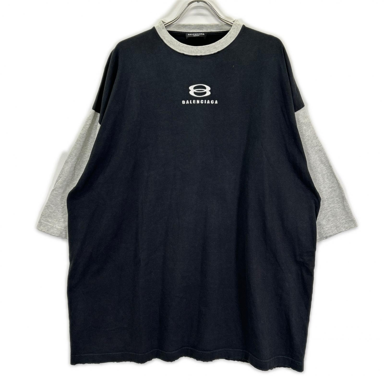 バレンシアガ 21SS 699190 ロゴ刺繍UNITY7分袖Tシャツ 3