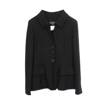 シャネル CHANEL ココマークボタン ツイード 衣料品 アウター ナイロン コットン レディース ブラック系 P35014V23063 【中古】