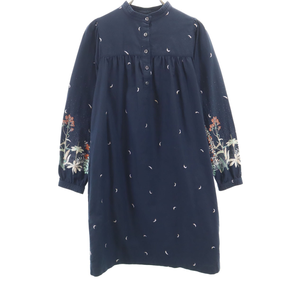 A.P.C. アーペーセー 総柄 長袖 ワンピース XS ネイビー
