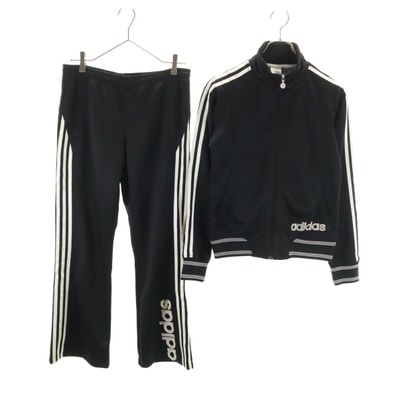 adidas アディダス トラックジャケット 上下セットアップ M ブラック ジャージ 3ライン