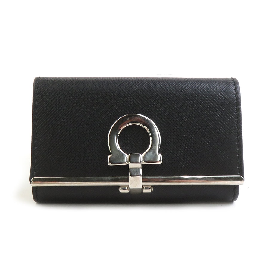 サルヴァトーレフェラガモ Salvatore Ferragamo キーケース ガンチーニ レザー ブラック ユニセックス【中古】 h31837a