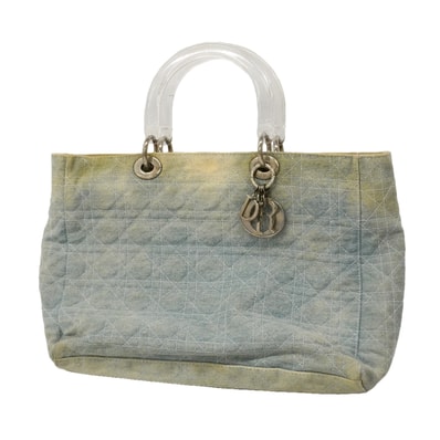 ★最終価格★SALE【6he4785】クリスチャンディオール トートバッグ カナージュ デニム ブルー シルバー金具【中古】レディース