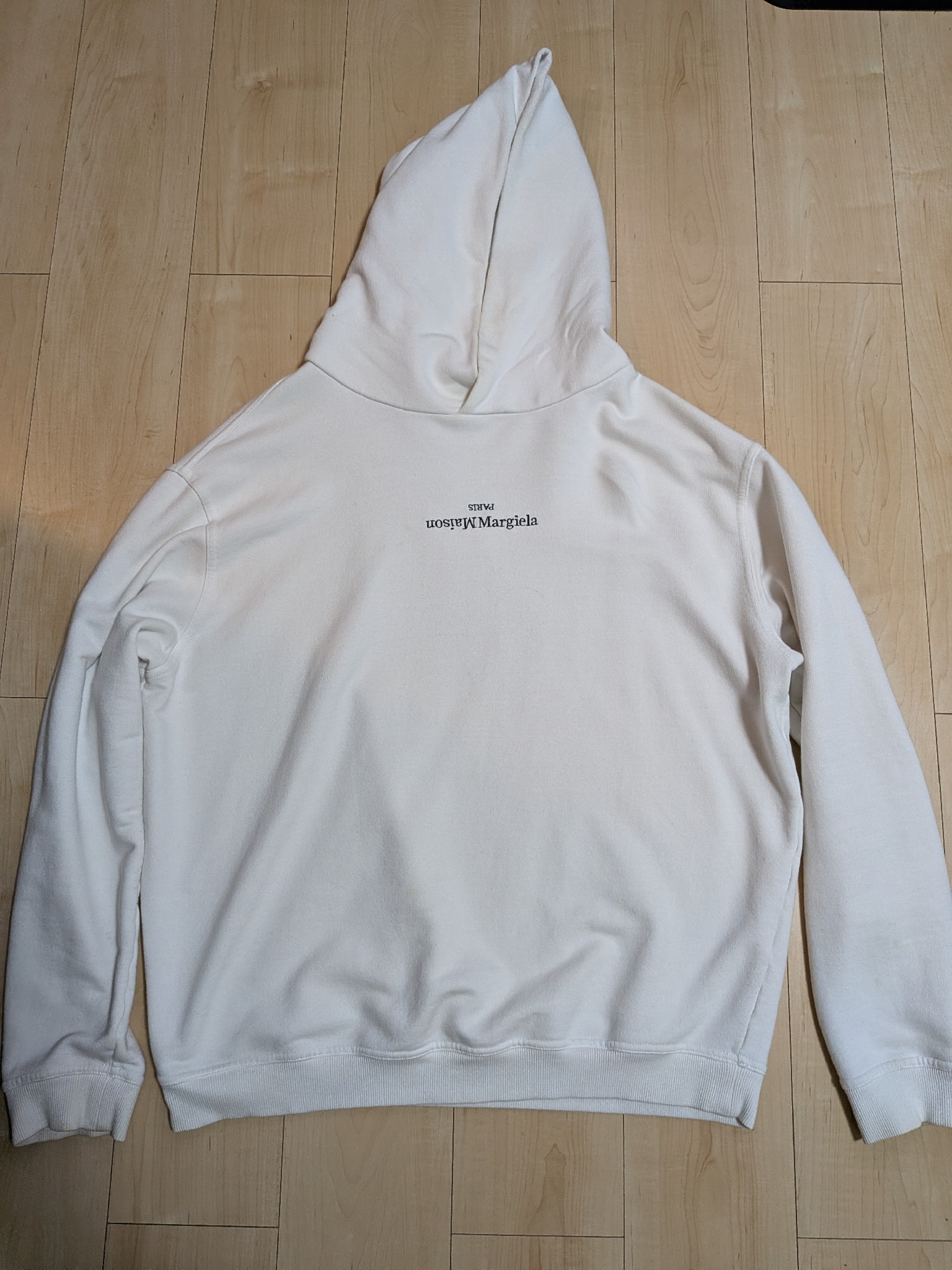 Maison Margiela Upside Down Embroidered Logo Hoodie "White"