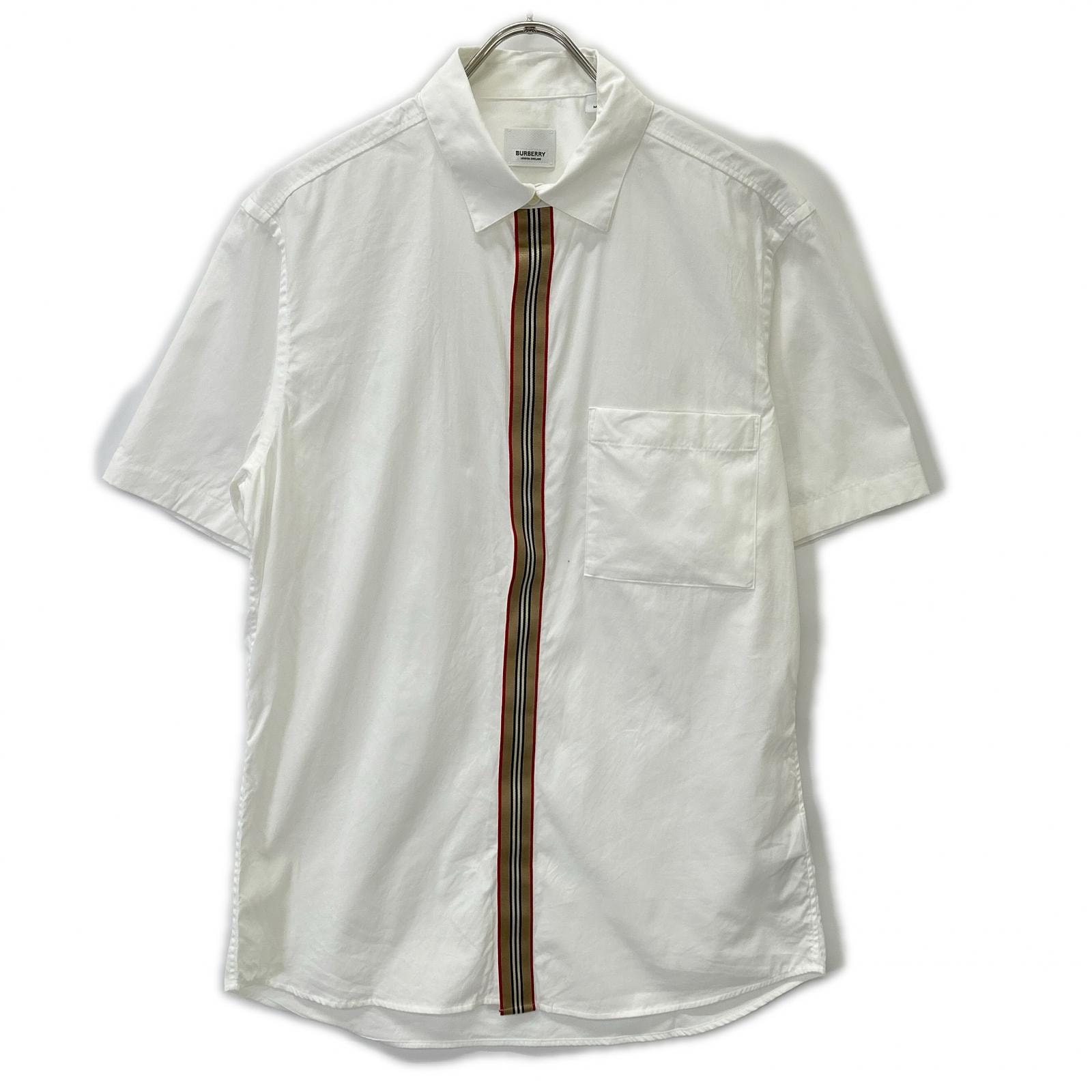バーバリー 8017503 ホワイト ノバストライプ S/S シャツ M