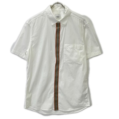 バーバリー 8017503 ホワイト ノバストライプ S/S シャツ M