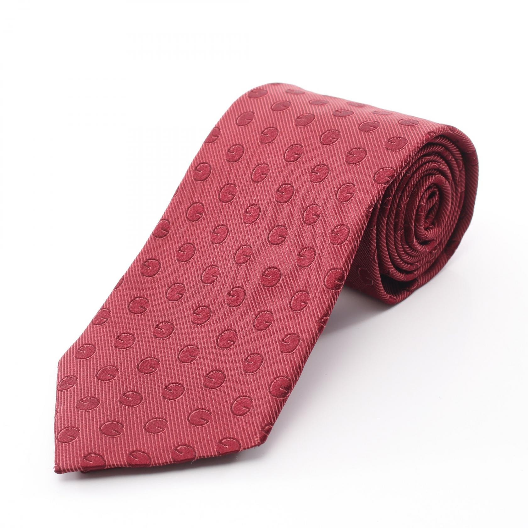 グッチ GUCCI 総柄 ネクタイ 衣料品 シルク メンズ ボルドー系 【中古】