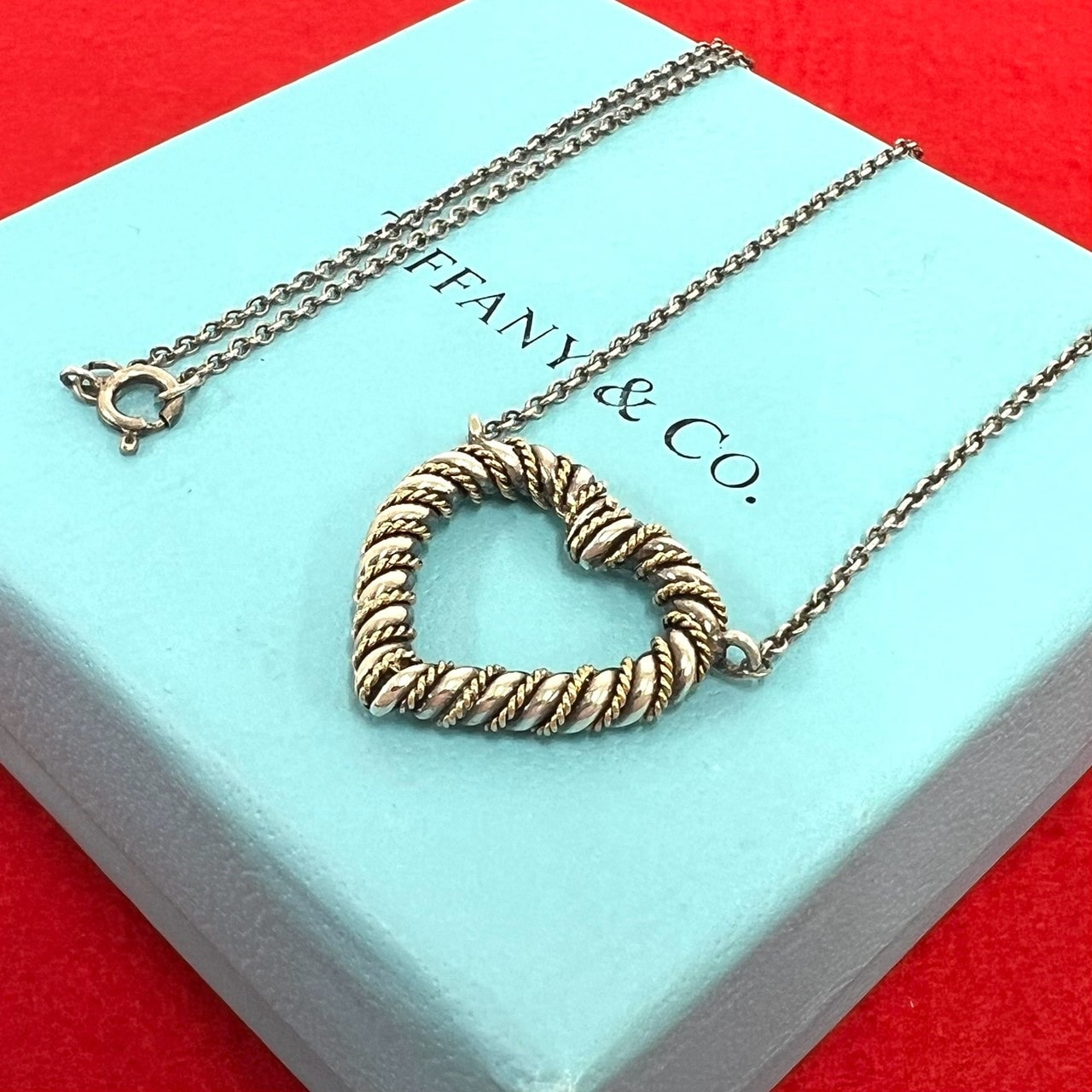 TIFFANY&Co. ティファニー ツイストハート ネックレス シルバー925 K18イエローゴールド ネックレス シルバー
 70986