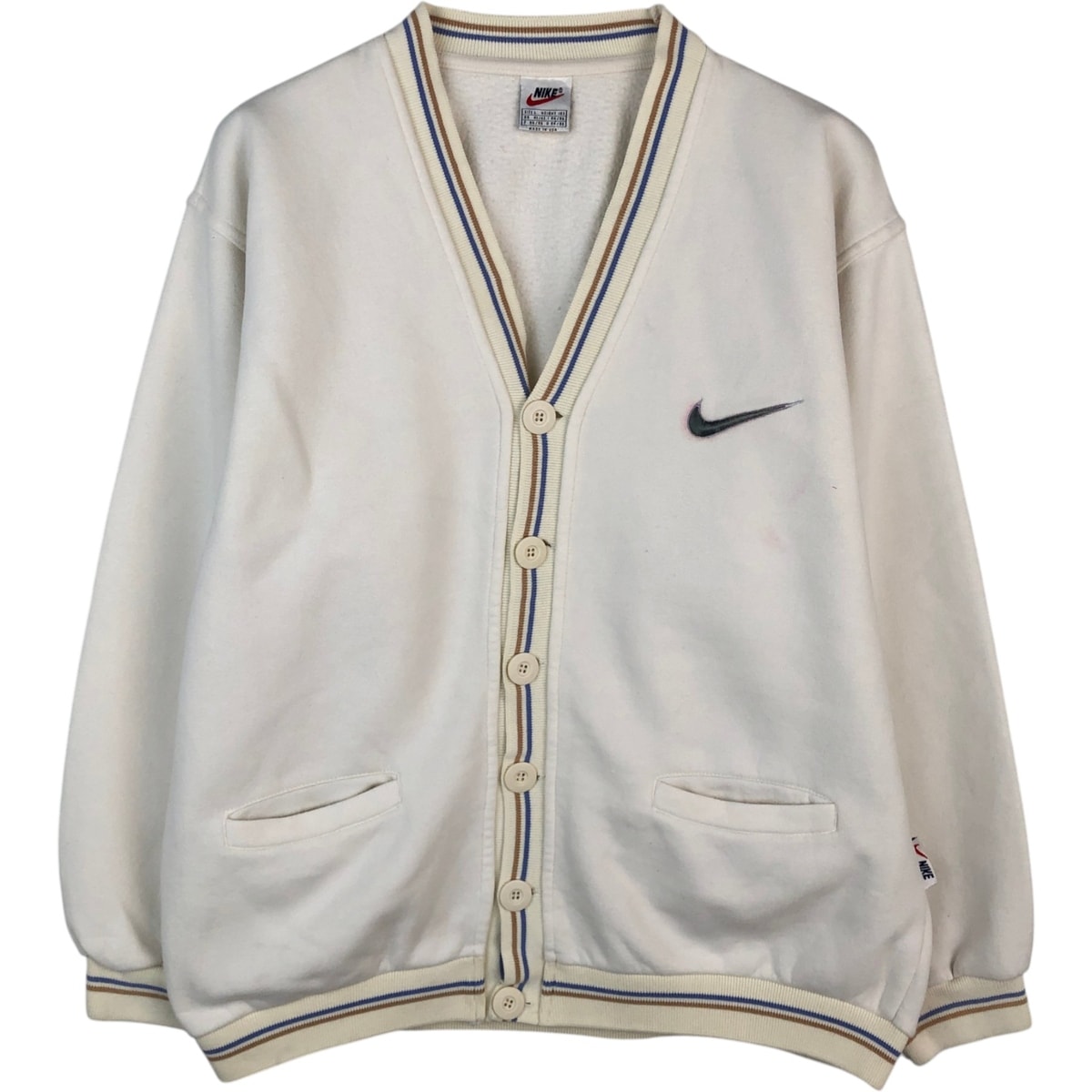 古着 90年代~ ナイキ NIKE フルボタン ロゴスウェットシャツ トレーナー USA製 メンズL相当 ヴィンテージ/eaa614224