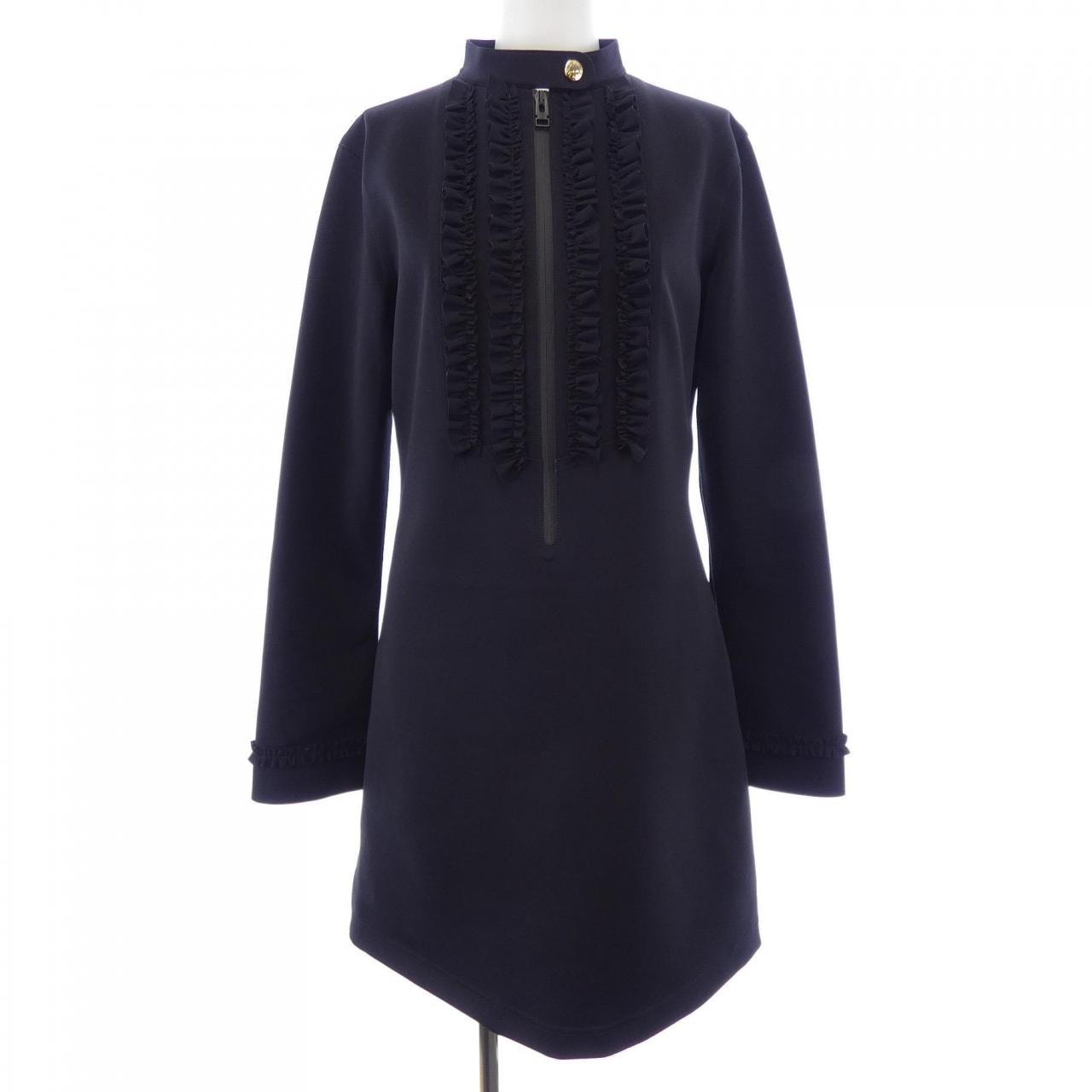 ルイヴィトン LOUIS VUITTON ラッフルトリムロングスリーブテクニカルジャージードレス FUDS12G72 ワンピース