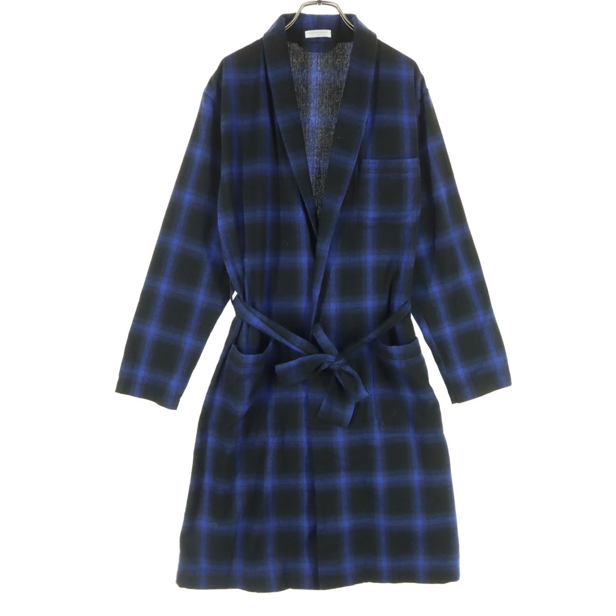 KATHARINE HAMNETT キャサリンハムネット コットン チェック柄 バイカラー 長袖 ガウン F ブラック