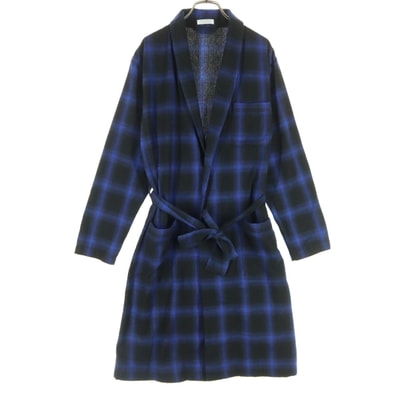 KATHARINE HAMNETT キャサリンハムネット コットン チェック柄 バイカラー 長袖 ガウン F ブラック