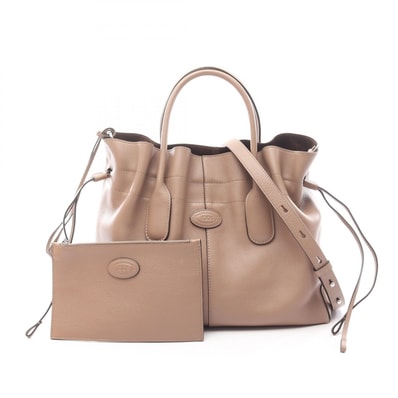 トッズ TOD'S DI ドローストリング ハンドバッグ バッグ レザー レディース グレー系 【中古】