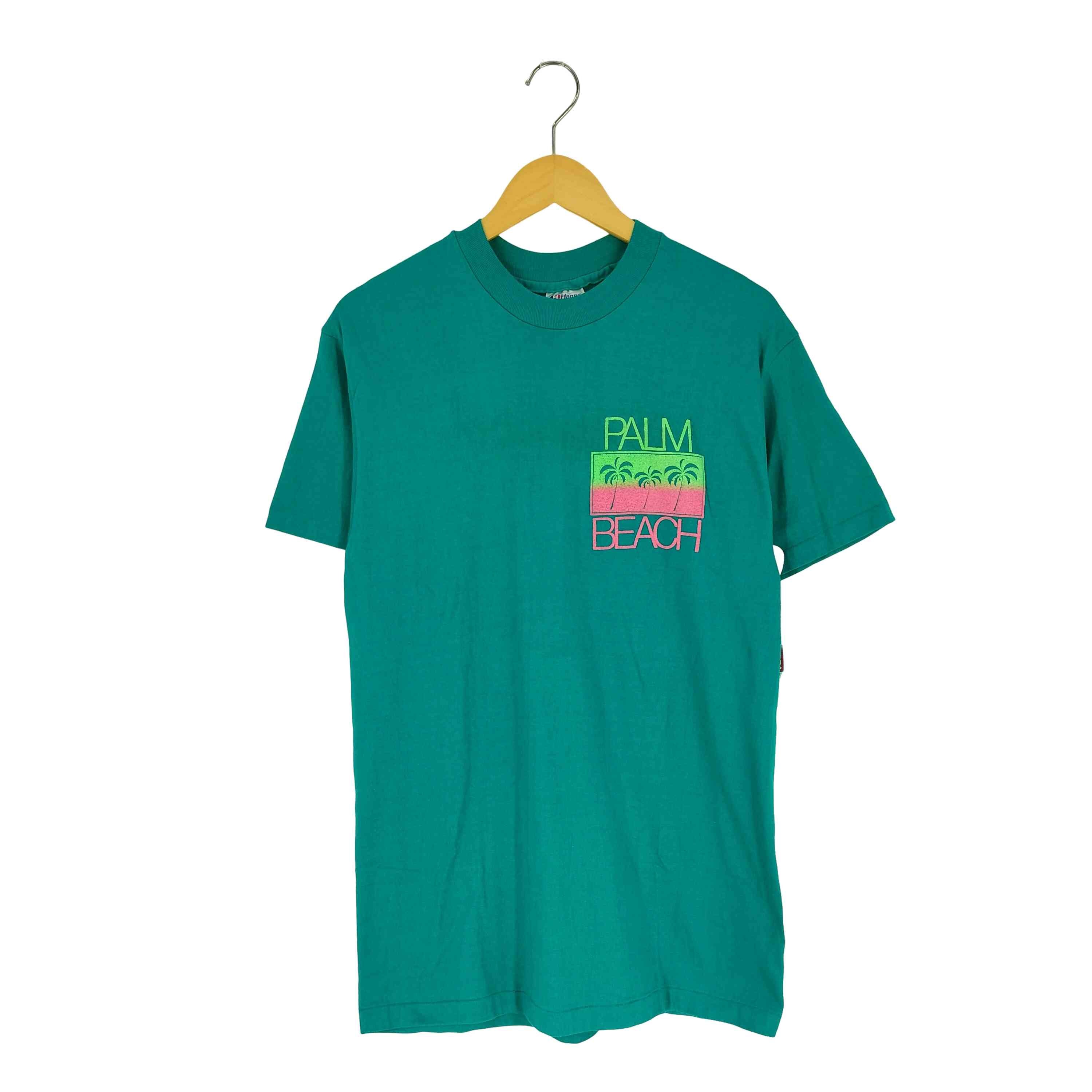 90S USA製 クルーネック ヤシの木 ビーチ Tシャツ【1141832932356】