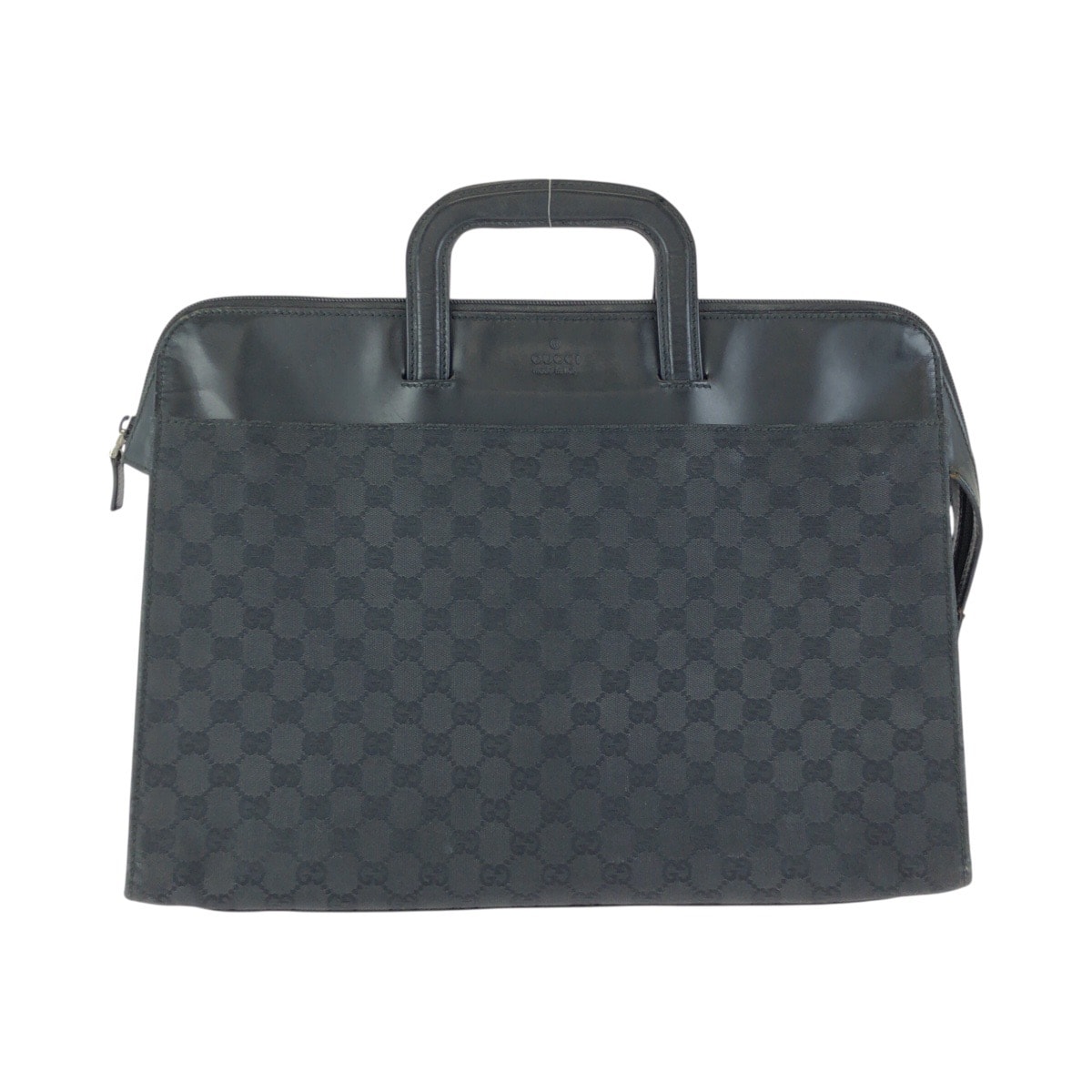 GUCCI グッチ ブラック 黒 シルバー金具 GGキャンバス レザー/ ビジネスバッグ ブリーフケース 602813 【中古】