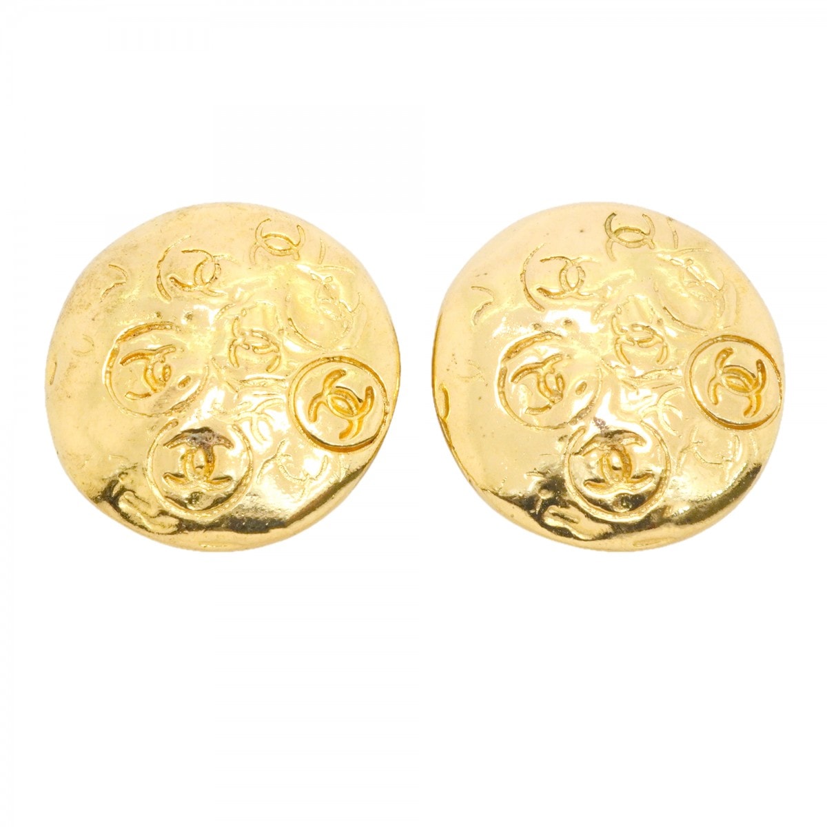 ★SALE【6jgb0340】シャネル イヤリング ヴィンテージ ココマーク 丸型 サークル GPメッキ ゴールド【中古】レディース