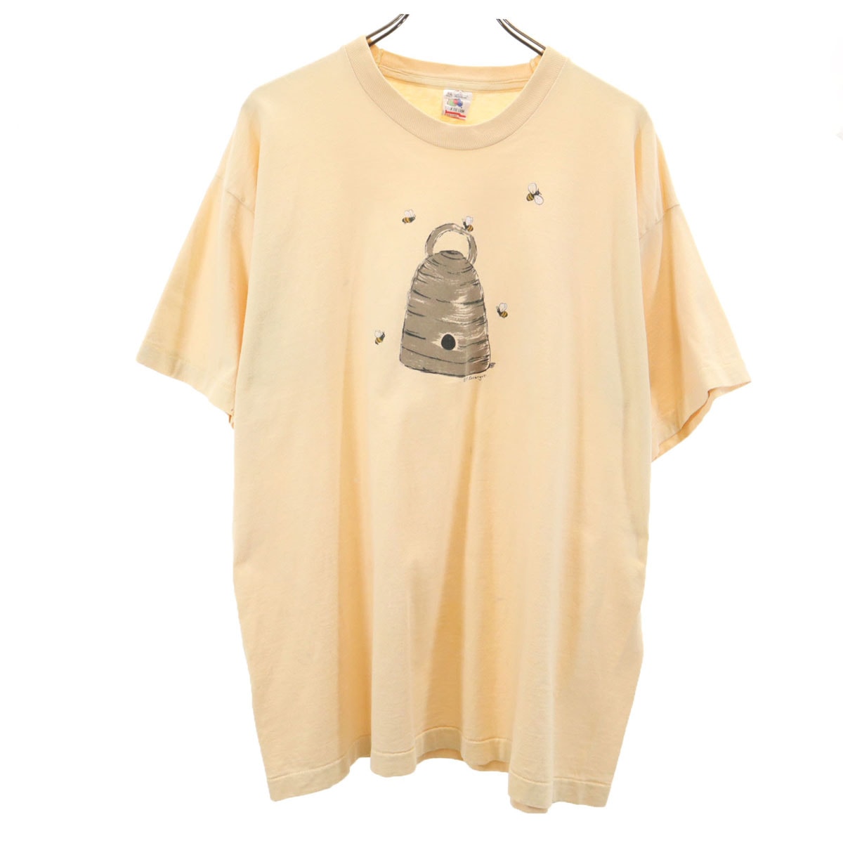 FRUIT OF THE LOOM フルーツオブザルーム 90s オールド USA製 ミツバチ 半袖 シングルステッチ Tシャツ XL ベージュ