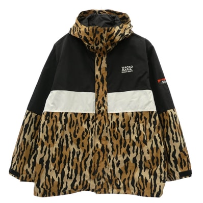 WACKO MARIA ワコマリア ジャケット 21AW 21FW-WMO-NA08 × NANGA ナンガ LEOPARD MOUNTAIN PARKA レオパード マウンテンパーカー ジャケット ブラック系 ブラウン系 L【美品】【中古】