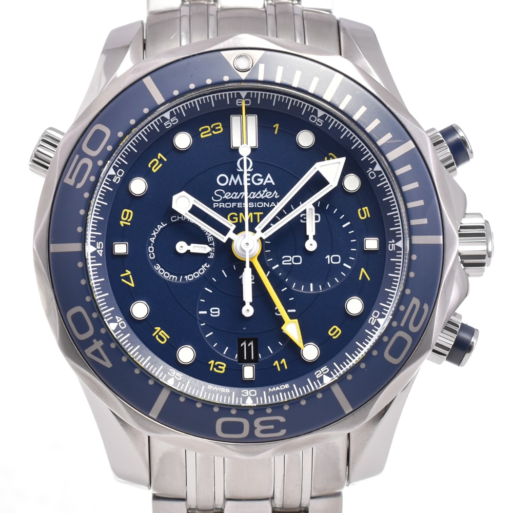 値下 オメガ OMEGA 212.30.44.52.03.001 シーマスター ダイバーズ GMT 自動巻き メンズ 美品 箱付き K#136944