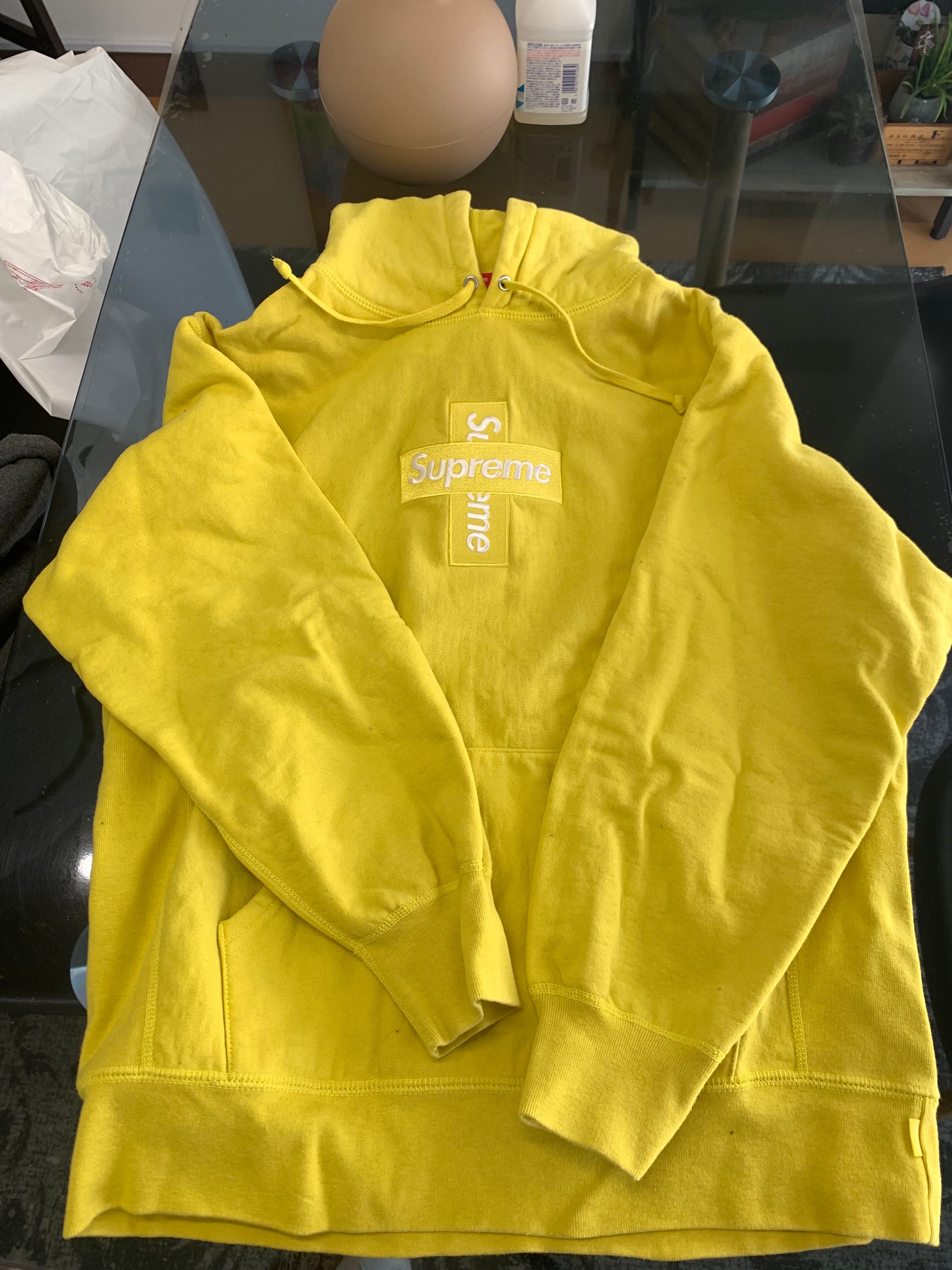 Supreme Cross Box Logo Hooded Sweatshirt "Yellow"