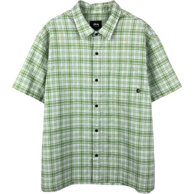 古着 ステューシー STUSSY 半袖 チェックシャツ メンズL相当/eaa660996