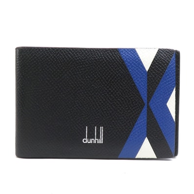 ダンヒル Dunhill カードケース レザー ブラック×ブルー×ホワイト メンズ【中古】 h31017g