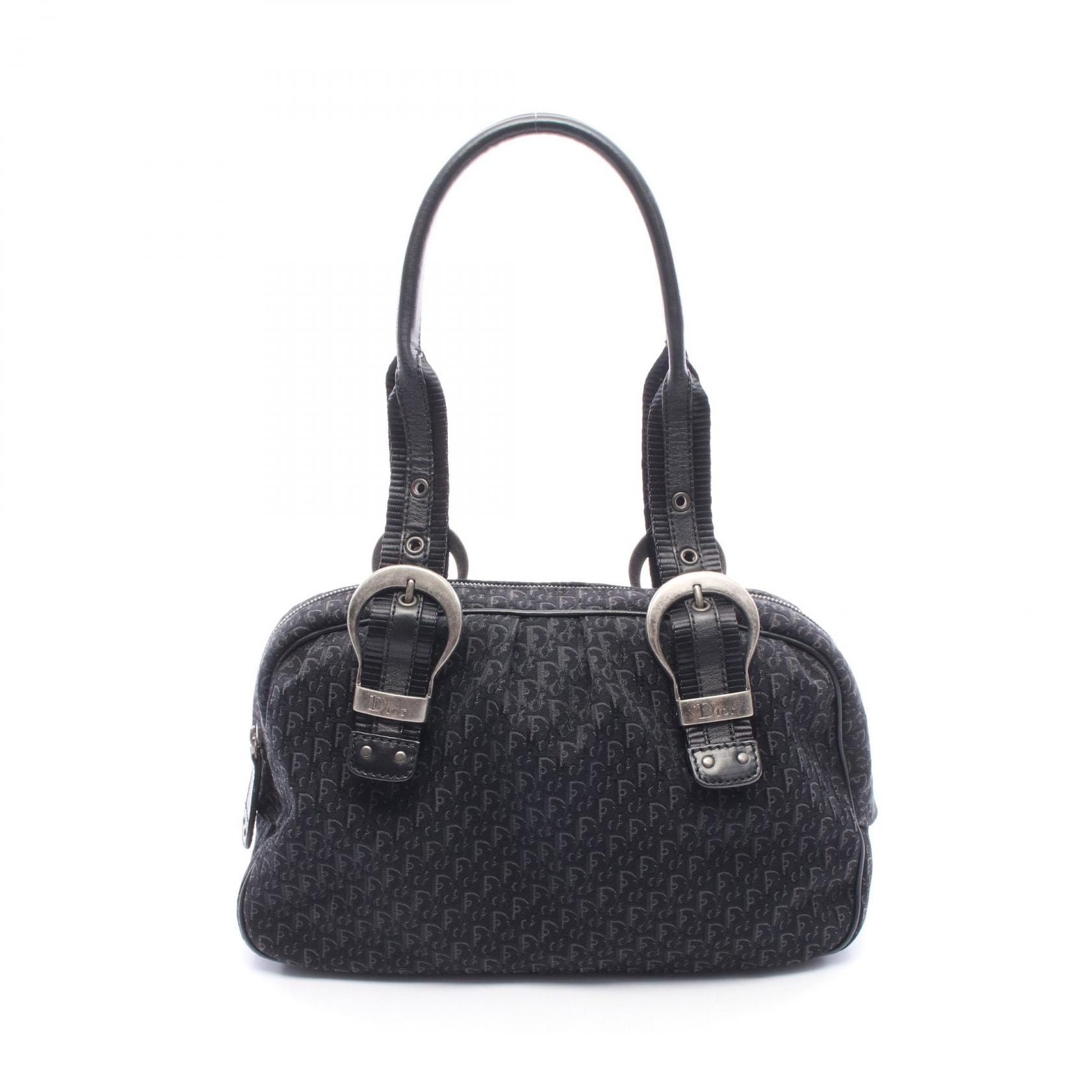 ディオール Dior トロッター トートバッグ バッグ キャンバス レザー レディース ブラック系 【中古】
