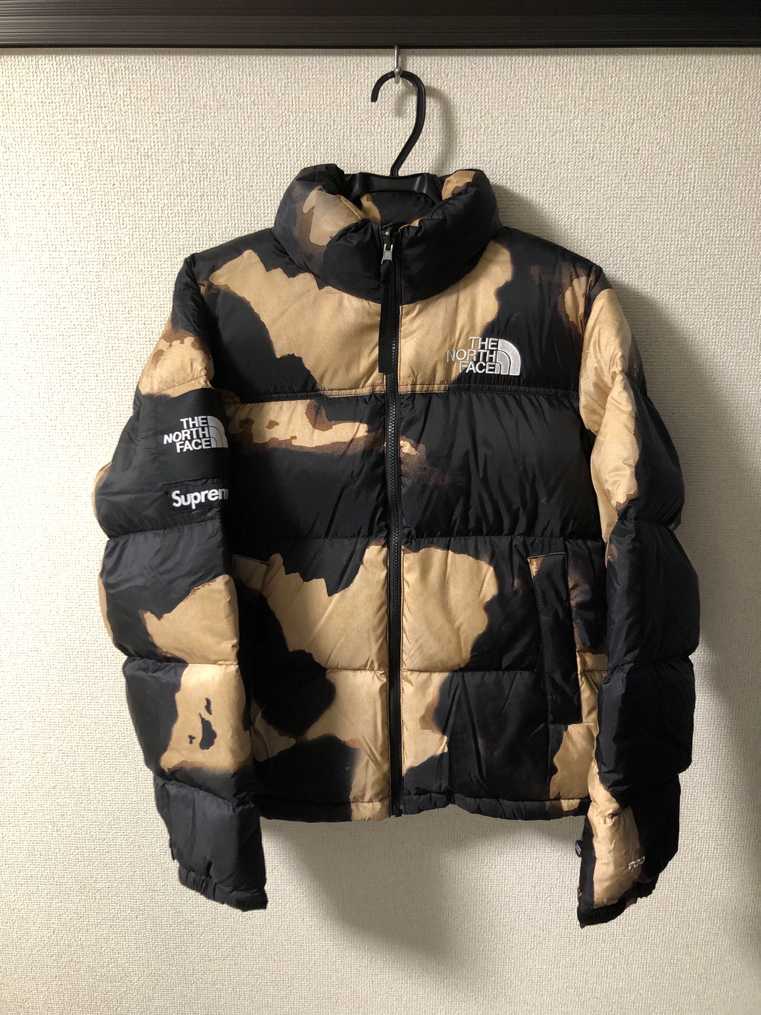 Supreme x The North Face Bleached Denim Print Nuptse Jacket "Black"