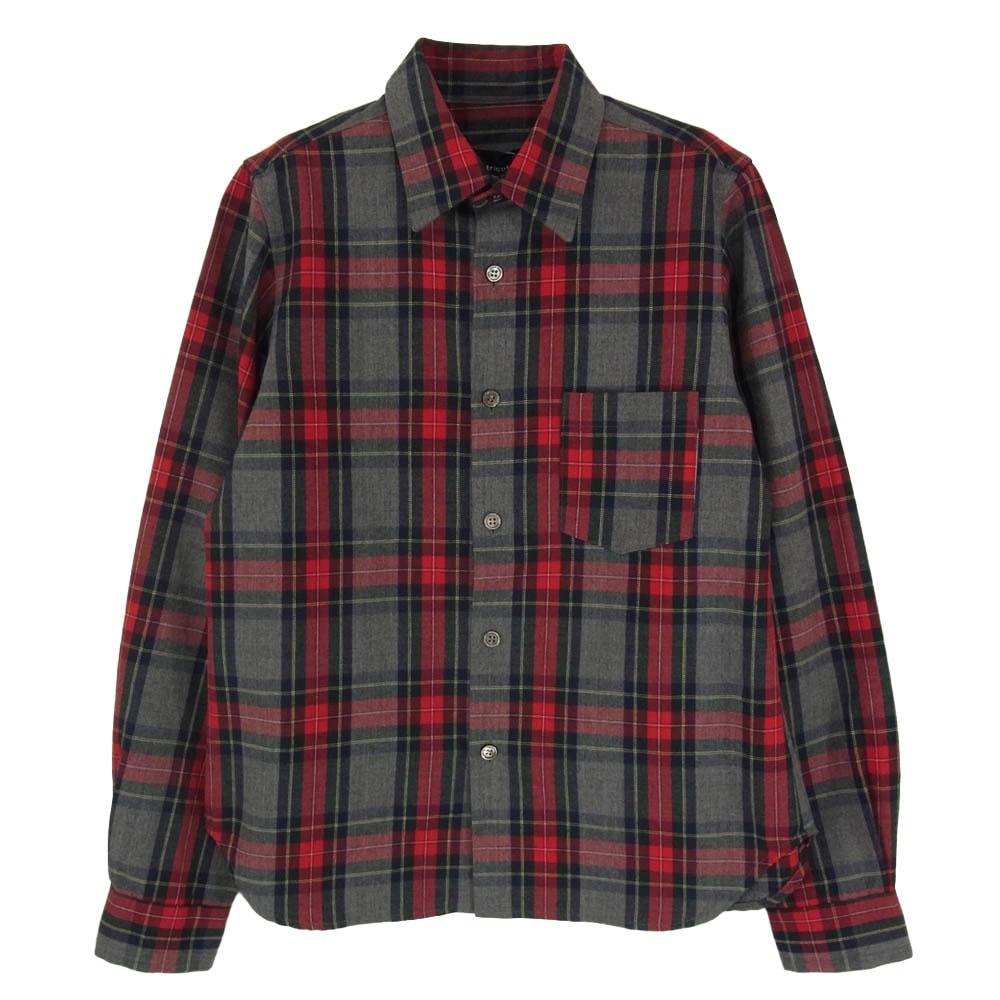 tricot COMME des GARCONS トリココムデギャルソン ブラウス TB-040150 90s AD1998 ヴィンテージトリコ ウール100% チェック柄 長袖 シャツ グレー系 サイズ不明【中古】