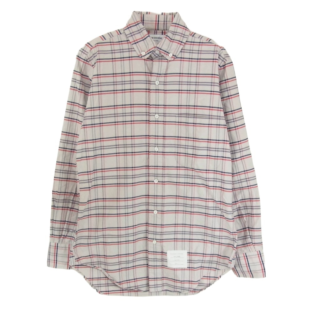 THOM BROWNE トムブラウン 長袖シャツ 01113A4013 USA製 チェック フランネル ボタンダウン 長袖 シャツ グレー系【中古】