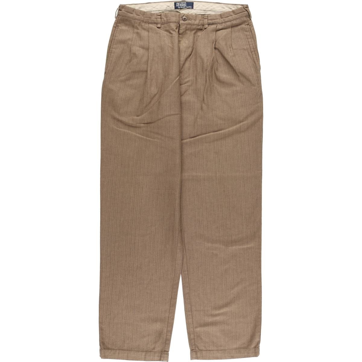 古着 ラルフローレン Ralph Lauren POLO by Ralph Lauren ヘリンボーン ツータック コットン スラックスパンツ メンズw34相当/eaa541333