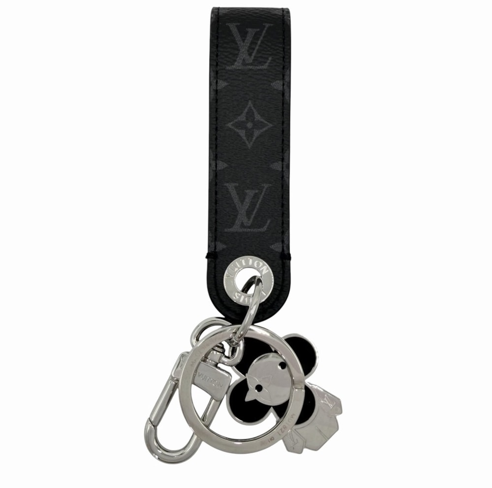 LOUIS VUITTON ルイヴィトン キーリング モノグラムエクリプス ドラゴンヌ ヴィヴィエンヌ キーホルダー チャーム M01821    ブラック 黒 シルバー金具 メンズ 美品【中古品】