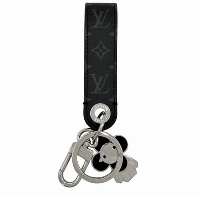 LOUIS VUITTON ルイヴィトン キーリング モノグラムエクリプス ドラゴンヌ ヴィヴィエンヌ キーホルダー チャーム M01821 ブラック 黒 シルバー金具 メンズ 美品【中古品】