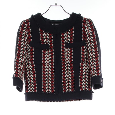 シャネル CHANEL トリコロール ノーカラージャケット 衣料品 アウター ウール レディース ネイビー系 / レッド系 / アイボリー系 P24466V15146 【中古】