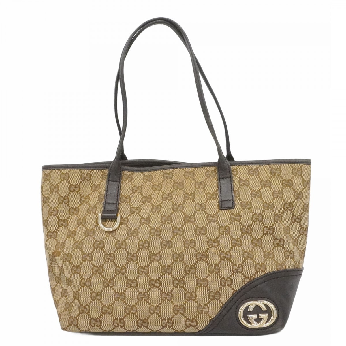 【6dc3287-k】グッチ トートバッグ GGキャンバス 169946 キャンバス ブラウン ゴールド金具【中古】レディース