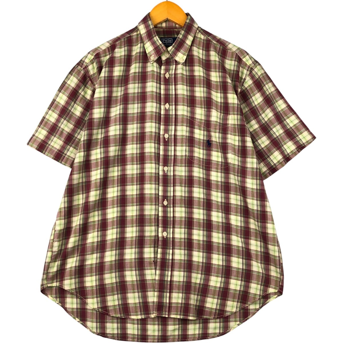 古着 ラルフローレン Ralph Lauren POLO by Ralph Lauren 半袖 ボタンダウン チェックシャツ メンズL相当/eaa584879