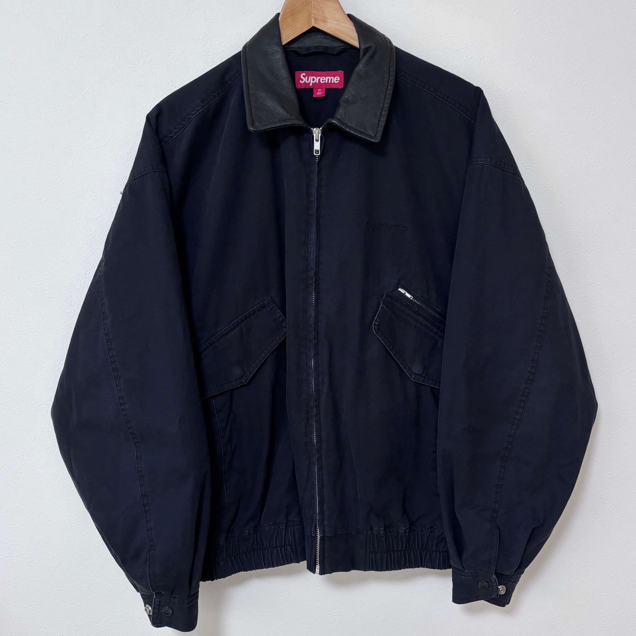 Supreme Leather Collar Utility Jacket "Black"