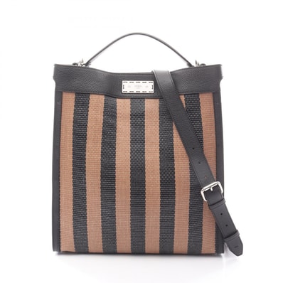 フェンディ FENDI ピーカブー エックスライトフィット トートバッグ バッグ レザー ラフィア メンズ ブラック系 / ブラウン系 7VA447 【中古】