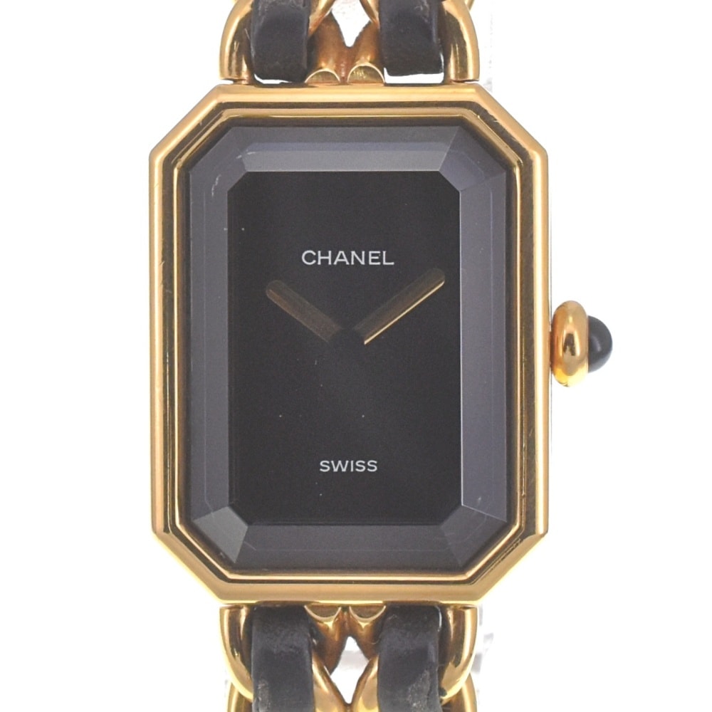 値下 シャネル CHANEL プルミエール S GP/レザー クォーツ レディース 良品 C#141911