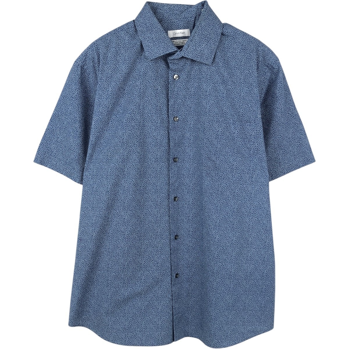 古着 カルバンクライン Calvin klein 総柄 ワイドカラー 半袖 コットンシャツ メンズL相当/eaa665148
