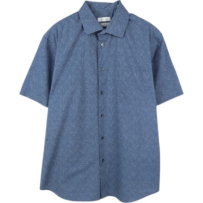 古着 カルバンクライン Calvin klein 総柄 ワイドカラー 半袖 コットンシャツ メンズL相当/eaa665148