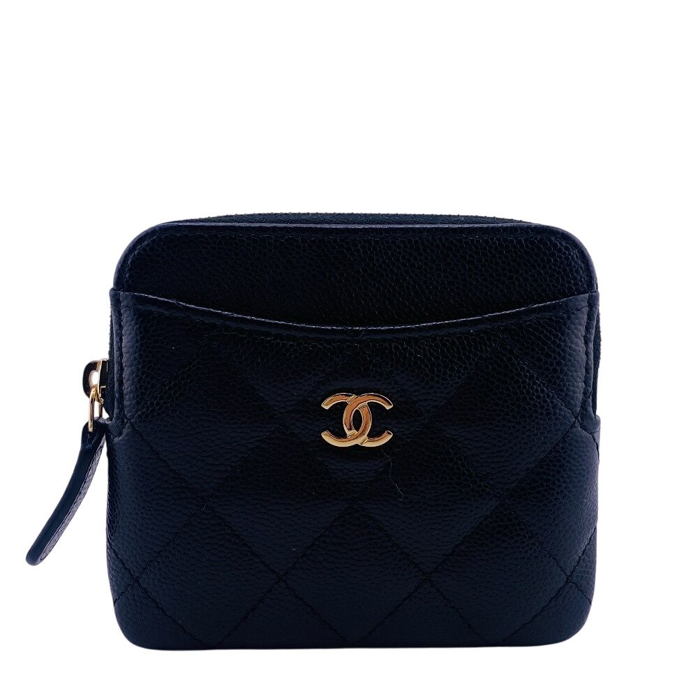 シャネル CHANEL コインケース キャビアスキン マトラッセ フラグメントケース ブラック
